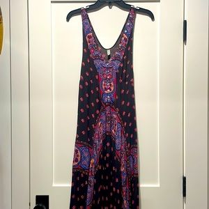 Free people Intimately cotton sheath dress. Charcoal/blue/pink/orange. Size xs.